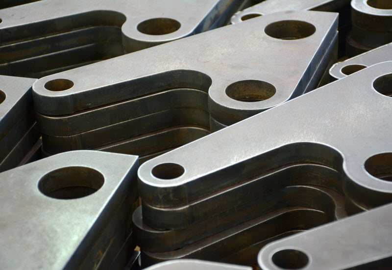 Different cut of steel with holes